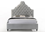 Karima Gray Velvet Cal King Platform Bed