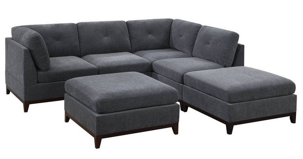 Karla Ash Grey Chenille Modular Sectional with Ottomans