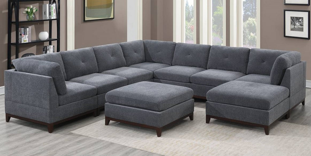 Karla Ash Grey Chenille Modular Sectional with Ottomans