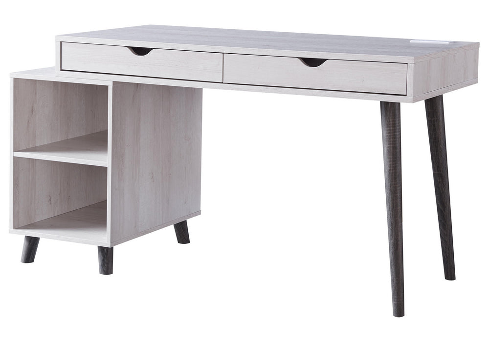 Karlene White Oak/Distressed Grey Wood Desk with USB