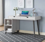 Karlene White Oak/Distressed Grey Wood Desk with USB