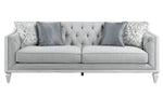 Katia Light Gray Fabric & Faux Leather/Weathered White Wood 2-Seat Sofa