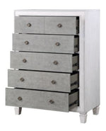 Katia Rustic Gray & Weathered White Wood 5-Drawer Chest