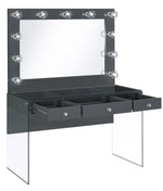 Afshan Contemporary Grey Wood Vanity Desk with Mirror