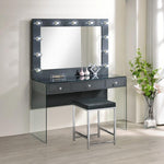 Afshan Contemporary Grey Wood Vanity Desk with Mirror