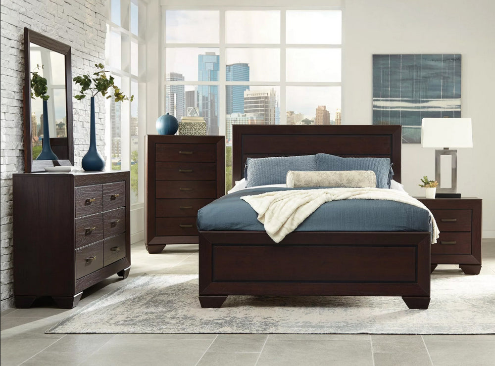 Kauffman 5-Pc Dark Cocoa Wood Queen Storage Bedroom Set