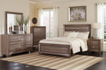 Kauffman 5-Pc Washed Taupe Wood King Panel Bedroom Set