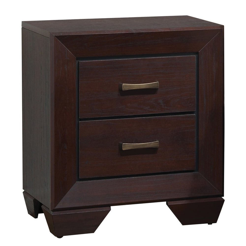 Kauffman Dark Cocoa Wood 2-Drawer Nightstand