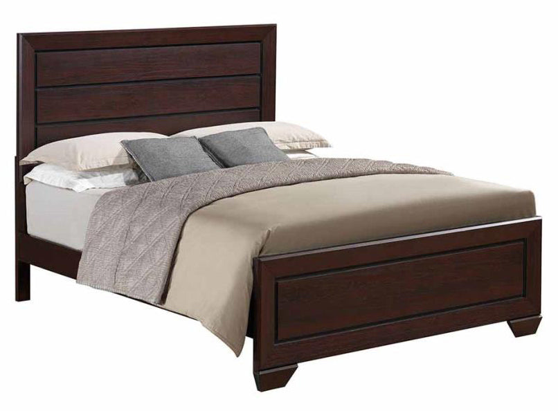 Kauffman Dark Cocoa Wood King Panel Bed