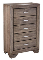 Kauffman Washed Taupe Wood 5-Drawer Chest