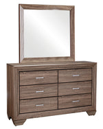 Kauffman Washed Taupe Wood 6-Drawer Dresser with Mirror