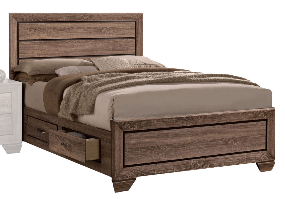 Kauffman Washed Taupe Wood Cal King Storage Bed