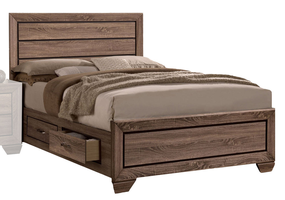 Kauffman Washed Taupe Wood King Storage Bed