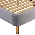 Kavali Cane & Grey Velvet Queen Platform Bed