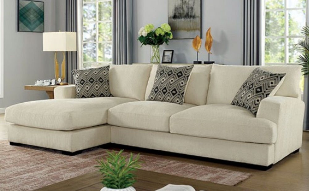 Kaylee 2-Pc Beige Chenille LAF Sectional Sofa