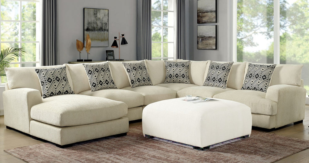 Kaylee 6-Pc Beige Chenille LAF Sectional Sofa