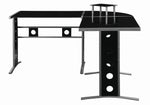 Keizer Black Glass/Silver Metal L-Shape Computer Desk