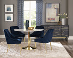 Kella 2 Dark Ink Blue Fabric/Gold Finish Metal Side Chairs