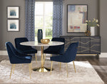 Kella White Solid Marble/Brass Metal Round Dining Table