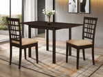 Kelso 3-Pc Cappuccino Wood/Tan Fabric Dining Table Set