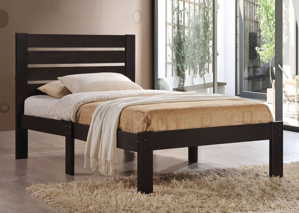 Kenney Espresso Poplar Wood Queen Bed