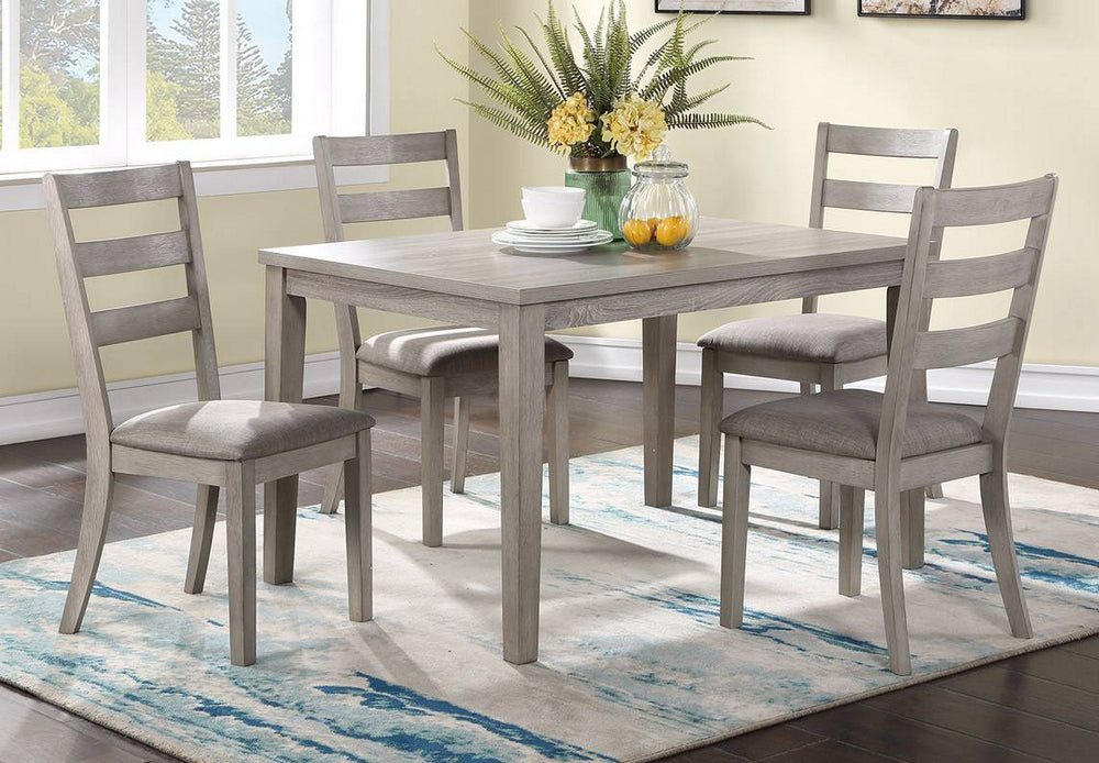 Keren 5-Pc Light Grey Wood/Fabric Dining Table Set
