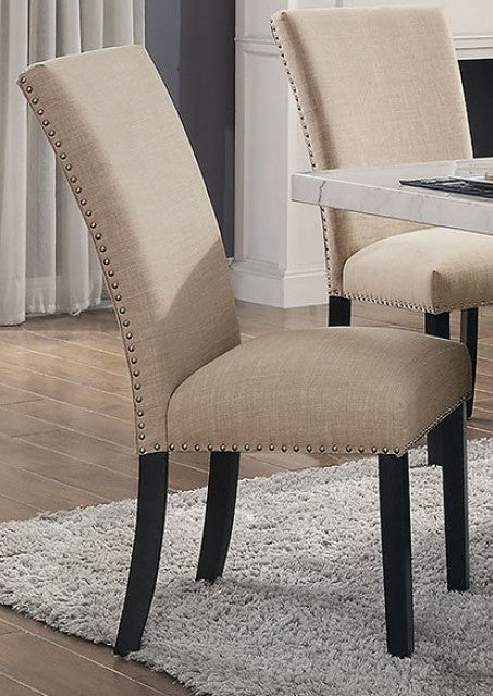 Kian I 2 Beige Fabric/Black Wood Side Chairs