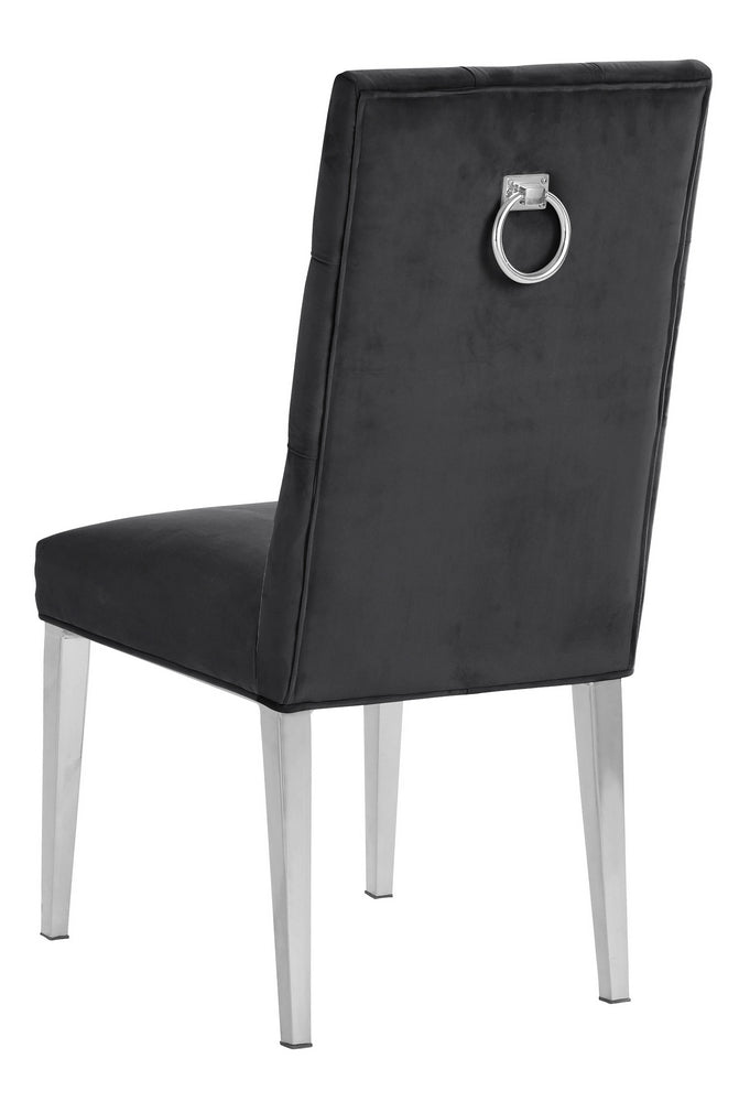 Killa 2 Black Velvet/Silver Metal Side Chairs