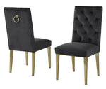 Killa 2 Black Velvet/Gold Metal Side Chairs