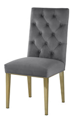 Killa 2 Gray Velvet/Gold Metal Side Chairs