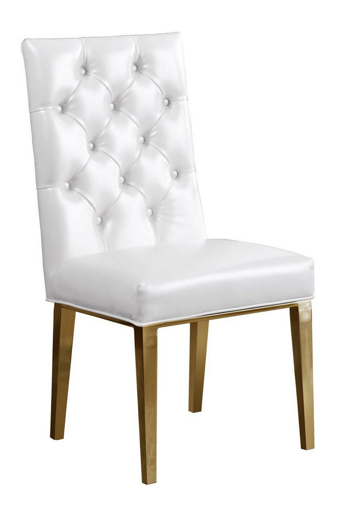 Killa 2 White Faux Leather/Gold Metal Side Chairs