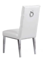 Killa 2 White Faux Leather/Silver Metal Side Chairs