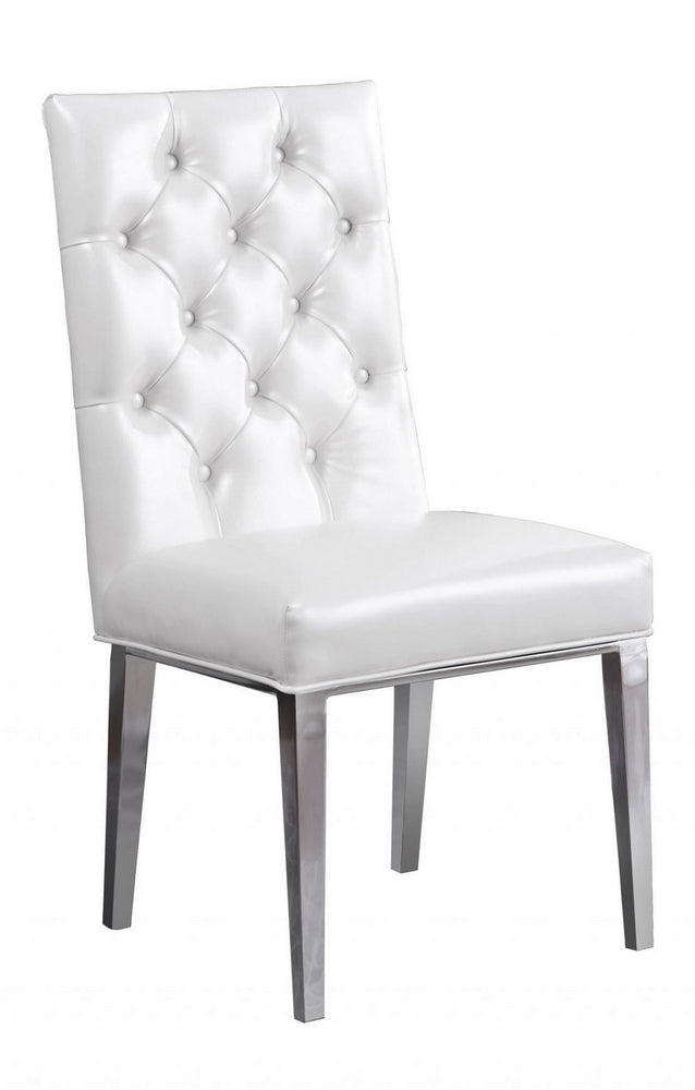 Killa 2 White Faux Leather/Silver Metal Side Chairs