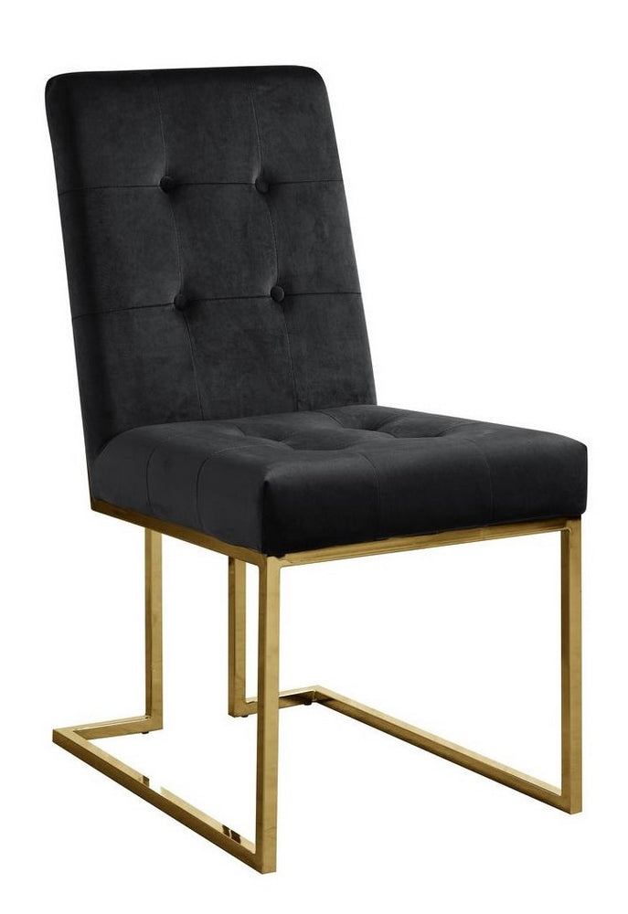 Kina 2 Black Velvet/Gold Metal Side Chairs