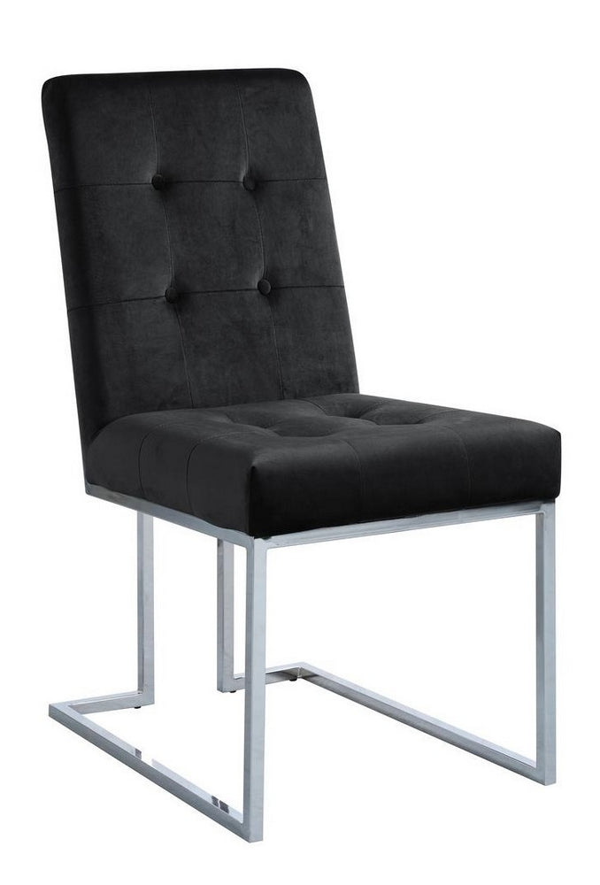 Kina 2 Black Velvet/Silver Metal Side Chairs