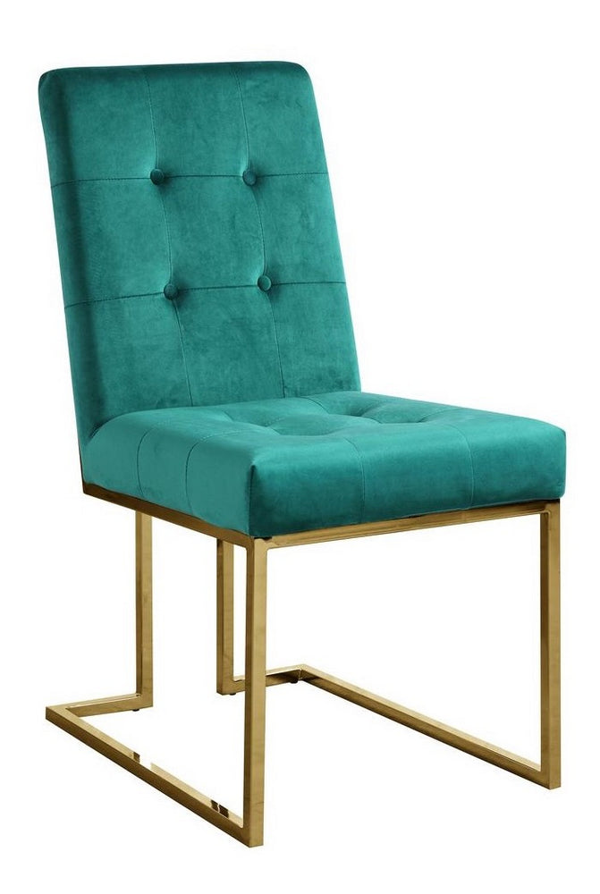 Kina 2 Green Velvet/Gold Metal Side Chairs