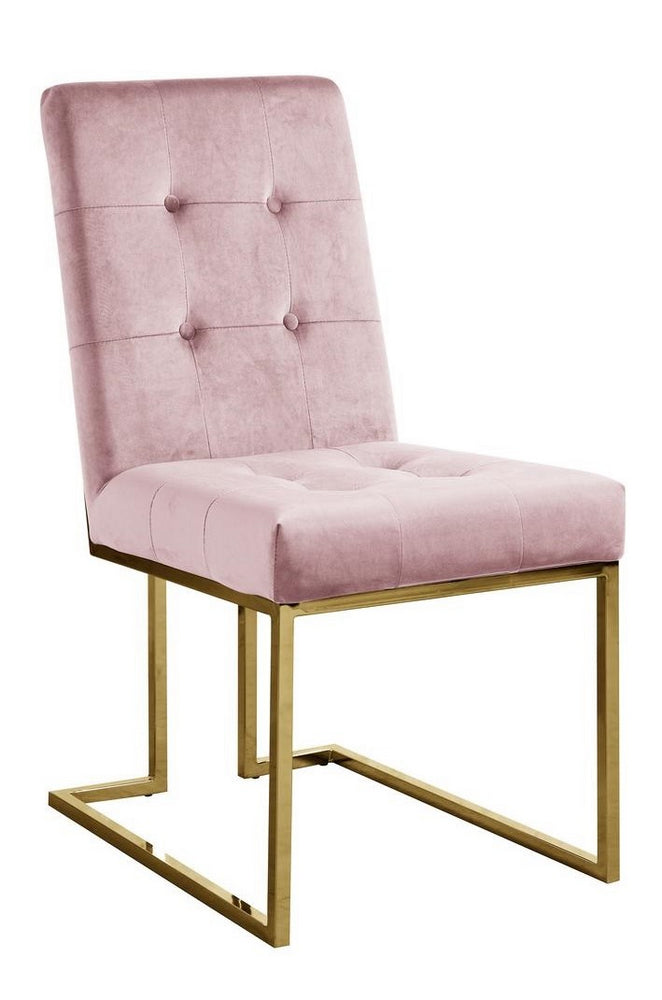Kina 2 Pink Velvet/Gold Metal Side Chairs