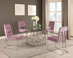 Kina 2 Pink Velvet/Silver Metal Side Chairs
