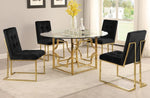 Kina 5-Pc Black & Gold 54" Dining Table Set