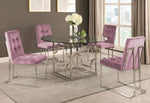 Kina 5-Pc Pink & Silver 54" Dining Table Set