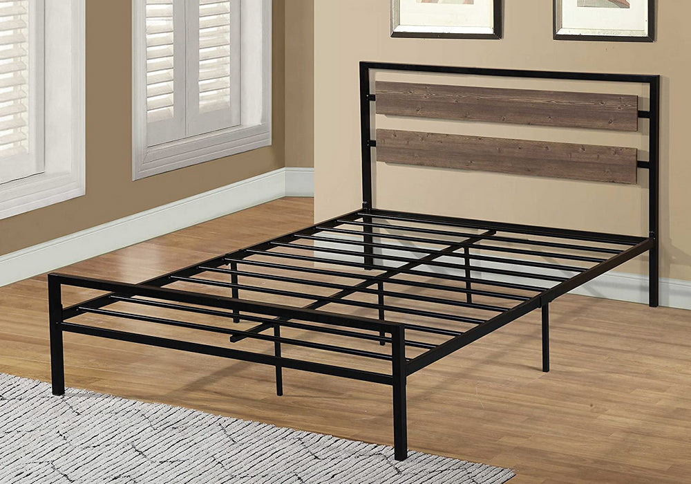 Krista Grayish Brown Wood/Black Metal Full Platform Bed