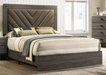 Kristine Grey Fabric/Brownish Grey Wood King Panel Bed