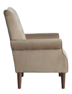 Kyrie Brown Velvet Fabric Accent Chair