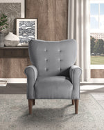 Kyrie Dark Gray Velvet Fabric Accent Chair