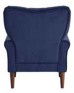 Kyrie Navy Blue Velvet Fabric Accent Chair