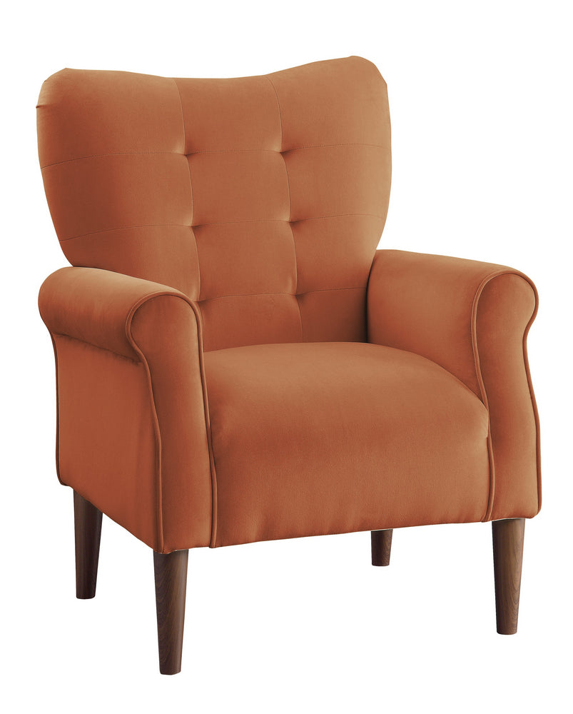 Kyrie Orange Velvet Fabric Accent Chair