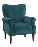 Kyrie Teal Velvet Fabric Accent Chair