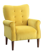 Kyrie Yellow Velvet Fabric Accent Chair