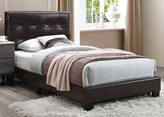 Lallie Brown Faux Leather Tufted Twin Platform Bed