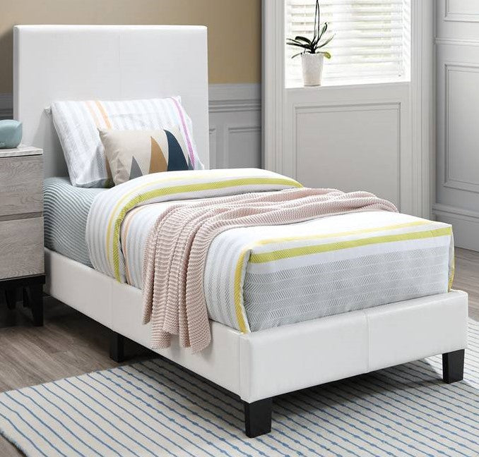 Lallie White Faux Leather Twin Platform Bed